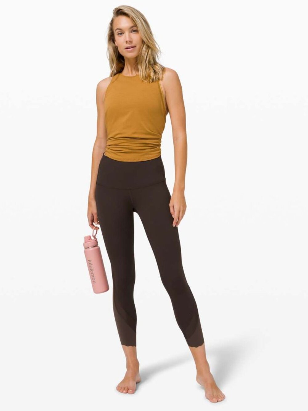 Lululemon - Wunder Under HR Crop Scallop - French Pres Brown - Size 6 - EUC